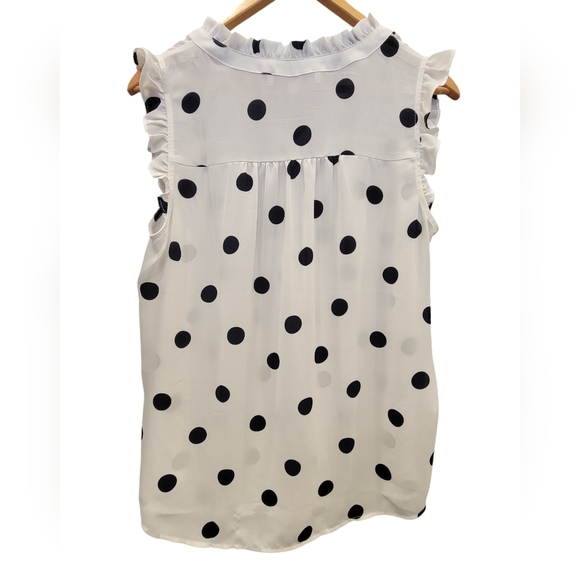 LOFT M Polka Dot Shell With Ruffle Detail - Picture 2 of 3